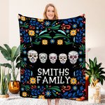 Couverture douillette mexicaine personnalisée avec nom Décoration gothique pour la maison Anniversaire Jour des Morts Cadeau pour la famille