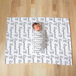 Personalized Blue Elephant Name Newborn Swaddle Blanket Hat Headband Set Baby Shower Photography Gift for Baby Boy