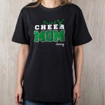 Personalised Glitter Bow Proud Cheer Mom 100% Cotton Short Sleeve T-shirt with Name Breathable Multicolour Available Game Day Gift for Mom