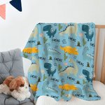 Personalized Cartoon Dinosaur Themed Warm Soft Throw Blanket with Name Birthday Baby Shower Gift for Boys Baby