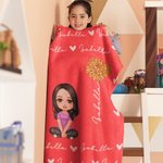 Manta suave personalizada con lindo dibujo en forma de corazón flor de nacimiento y nombre regalo de cumpleaños y navidad para niños