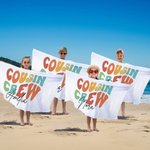 Personalized Colourful Cousin Crew Quick Dry Oversized Beach Towel with Name Summer Travel Essential Gift for Family Kids