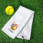 Personalized Go Disco Bow Baseball Football Basketball Quick Dry 100% Cotton Waffle Sport Towel with Hanging Loop Gift for Women Sport Lovers