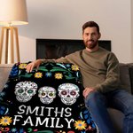 Couverture douillette mexicaine personnalisée avec nom Décoration gothique pour la maison Anniversaire Jour des Morts Cadeau pour la famille