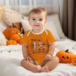 Gepersonaliseerd Pompoen Hoogland Koe Spinnenweb 100% Katoenen Baby Rompertje met Naam Schattig Festival Kostuum 1e Halloween Cadeau voor Pasgeborenen