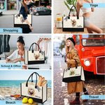 Personalized Cute Cartoon Floral Sloth Canvas Large Tote Bag with Name and Waterproof Liner Birthday Gift for Women Sloth Lovers