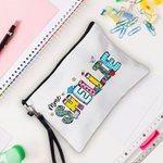 Trousse à Crayons en Lin Personnalisée avec Titre et Nom Motif Pomme Cahier Sac avec Bracelet Cadeau Remerciement Rentrée Scolaire pour Enseignant