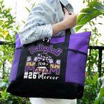 Gepersonaliseerde Cartoon Volleybal Sport Strik Mama Draagtas met Naam en Mesh Bag Game Day Accessoires Cadeau voor Cheer Mama