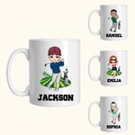 Personalised Cartoon Women Men Character 11oz Ceramic Mug with Name Golf Birthday Gift for Golf Lover