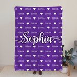 Personalized Heart Icon Multicolor Name Soft Throw Blanket Birthday Christmas Gift for Boys Girls Family