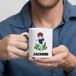 Personalised Cartoon Women Men Character 11oz Ceramic Mug with Name Golf Birthday Gift for Golf Lover