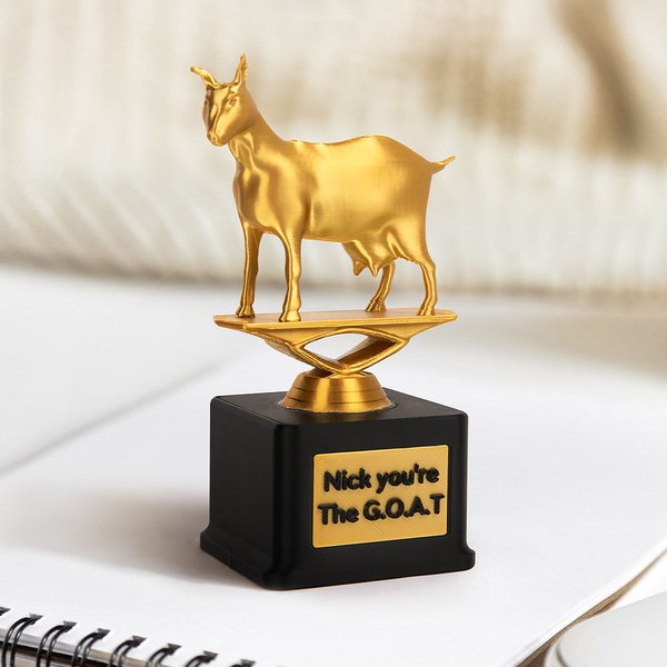 Personalized Greatest of All Time Goat Trophy with Name Desk Decor Birthday Gift for Family Friend Salesperson