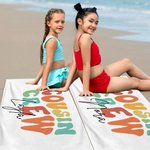 Personalized Colourful Cousin Crew Quick Dry Oversized Beach Towel with Name Summer Travel Essential Gift for Family Kids