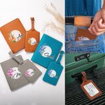 Personalisierte Golf Thema Aquarell Geburt Blume Leder Passport Holder Gepäckanhänger Set mit Namen Reisezubehör Geburtstag Geschenk für Golfliebhaber