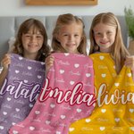 Personalized Heart Icon Multicolor Name Soft Throw Blanket Birthday Christmas Gift for Boys Girls Family