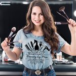 Personalized Floral Hairdresser Elements Salon Barber Theme 100% Cotton T-Shirt with Text Birthday Gift for Hairstylist Hairdressing Lovers