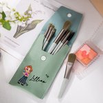 Personalizado Y2K estilo de dibujos animados Chica Nombre Pincel de maquillaje Bolsa con 8 piezas de pinceles de maquillaje Esenciales de viaje Cumple