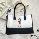 Personalised Y2K Cartoon Character Large Canvas Tote Bag with Name Friendship Birthday Gift for Women Girls
