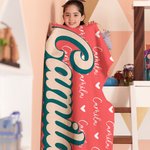 Coperta personalizzata Multicolore Cuore Nuvola di Parole Ombra Nome Morbida Coperta da lancio Home Decor Regalo di compleanno per bambini Ragazze