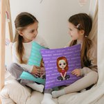 Personalised Multicolour Cute Cartoon Character Soft Throw Pillow Cover with Name Sofa Decor Birthday Christmas Gift for Boys Girls