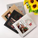 Personalized Mistletoe Wreath Leather Photo Picture Frame with 1-13 Names Home Decor Christmas Gift for Family