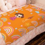 Personalized Cartoon Character Rainbow Birth Flower Soft Throw Blanket with Name Christmas Birthday Gift for Boys Girls Family