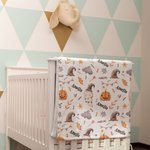 Personalised Ghost Bat Pumpkin Design Soft Throw Blanket with Name Halloween Home Decor Gift for Kids