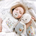 Personalisierte Ostereier Hase Kaninchen Doodle Buchstaben 100% Baumwolle Baby Mädchen Bodysuit mit Namen 1st Easter Baby Shower Geschenk für Neugebor