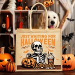 Scheletro personalizzato in attesa di Halloween Zucca Tote Bag con nome Divertente regalo di Halloween per amici e parenti