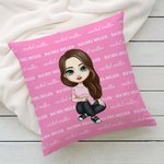 Personalised Multicolour Cute Cartoon Character Soft Throw Pillow Cover with Name Sofa Decor Birthday Christmas Gift for Boys Girls
