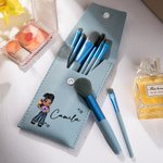 Personalizado Y2K estilo de dibujos animados Chica Nombre Pincel de maquillaje Bolsa con 8 piezas de pinceles de maquillaje Esenciales de viaje Cumple