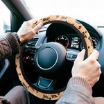 Personalised Multicolor Dog Paw Bone Design Anti-Slip Car Steering Wheel Cover with Name Car Accessories Birthday Gift for Pet Lover