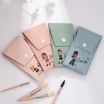 Personalizado Y2K estilo de dibujos animados Chica Nombre Pincel de maquillaje Bolsa con 8 piezas de pinceles de maquillaje Esenciales de viaje Cumple