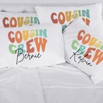 Personalized Rainbow Letter DIY Coloring Cousin Crew Throw Pillow Cover with Name Family Party Home Decor Birthday Gift for Boys Girls