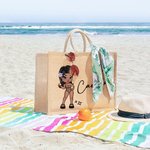 Personalisierte Y2K Stil niedlichen Cartoon Mädchen große Kapazität Jute Tasche mit Namen Tote Bag Jahrestag Geburtstag Geschenk für Frauen Mädchen