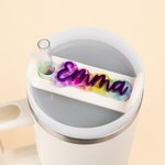Personalised Multicolor Glitter Raised Letter Tumbler Name Plate Tag Accessories for Stanley Cup Birthday Gift for Women Sports Lovers