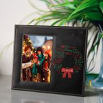Personalized Mistletoe Wreath Leather Photo Picture Frame with 1-13 Names Home Decor Christmas Gift for Family