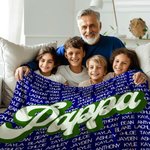 Personalized Multicolour Shadow Font Soft Throw Blanket with 1-20 Names Birthday Christmas Gift for Grandma Grandpa