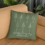 Línea personalizada Árbol de Navidad Funda de almohada con 1-8 nombres y texto Festival Decoración del hogar Regalo de Navidad para la familia