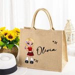 Personalisierte Y2K Stil niedlichen Cartoon Mädchen große Kapazität Jute Tasche mit Namen Tote Bag Jahrestag Geburtstag Geschenk für Frauen Mädchen