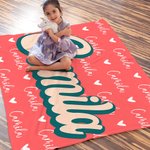 Coperta personalizzata Multicolore Cuore Nuvola di Parole Ombra Nome Morbida Coperta da lancio Home Decor Regalo di compleanno per bambini Ragazze