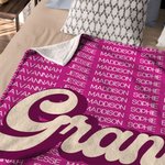 Personalized Multicolour Shadow Font Soft Throw Blanket with 1-20 Names Birthday Christmas Gift for Grandma Grandpa