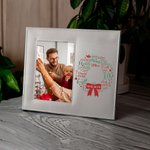 Personalized Mistletoe Wreath Leather Photo Picture Frame with 1-13 Names Home Decor Christmas Gift for Family