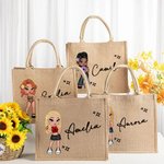 Personalisierte Y2K Stil niedlichen Cartoon Mädchen große Kapazität Jute Tasche mit Namen Tote Bag Jahrestag Geburtstag Geschenk für Frauen Mädchen