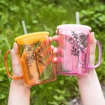 Personalised Birth Flower Name 17oz Glass Jelly Cup with Matching Lid and Clear Straw Everyday Enjoyment Birthday Mother's Day Gift for Women