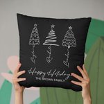 Línea personalizada Árbol de Navidad Funda de almohada con 1-8 nombres y texto Festival Decoración del hogar Regalo de Navidad para la familia