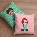 Personalised Multicolour Cute Cartoon Character Soft Throw Pillow Cover with Name Sofa Decor Birthday Christmas Gift for Boys Girls