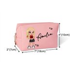 Personalizado Y2K estilo de dibujos animados Chica Bolsa de maquillaje de cuero con nombre Cumpleaños Fiesta Nupcial Regalo para Mujeres Niñas