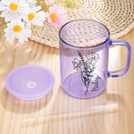 Personalised Birth Flower Name 17oz Glass Jelly Cup with Matching Lid and Clear Straw Everyday Enjoyment Birthday Mother's Day Gift for Women