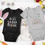 Personalisierte Ostereier Hase Kaninchen Doodle Buchstaben 100% Baumwolle Baby Mädchen Bodysuit mit Namen 1st Easter Baby Shower Geschenk für Neugebor